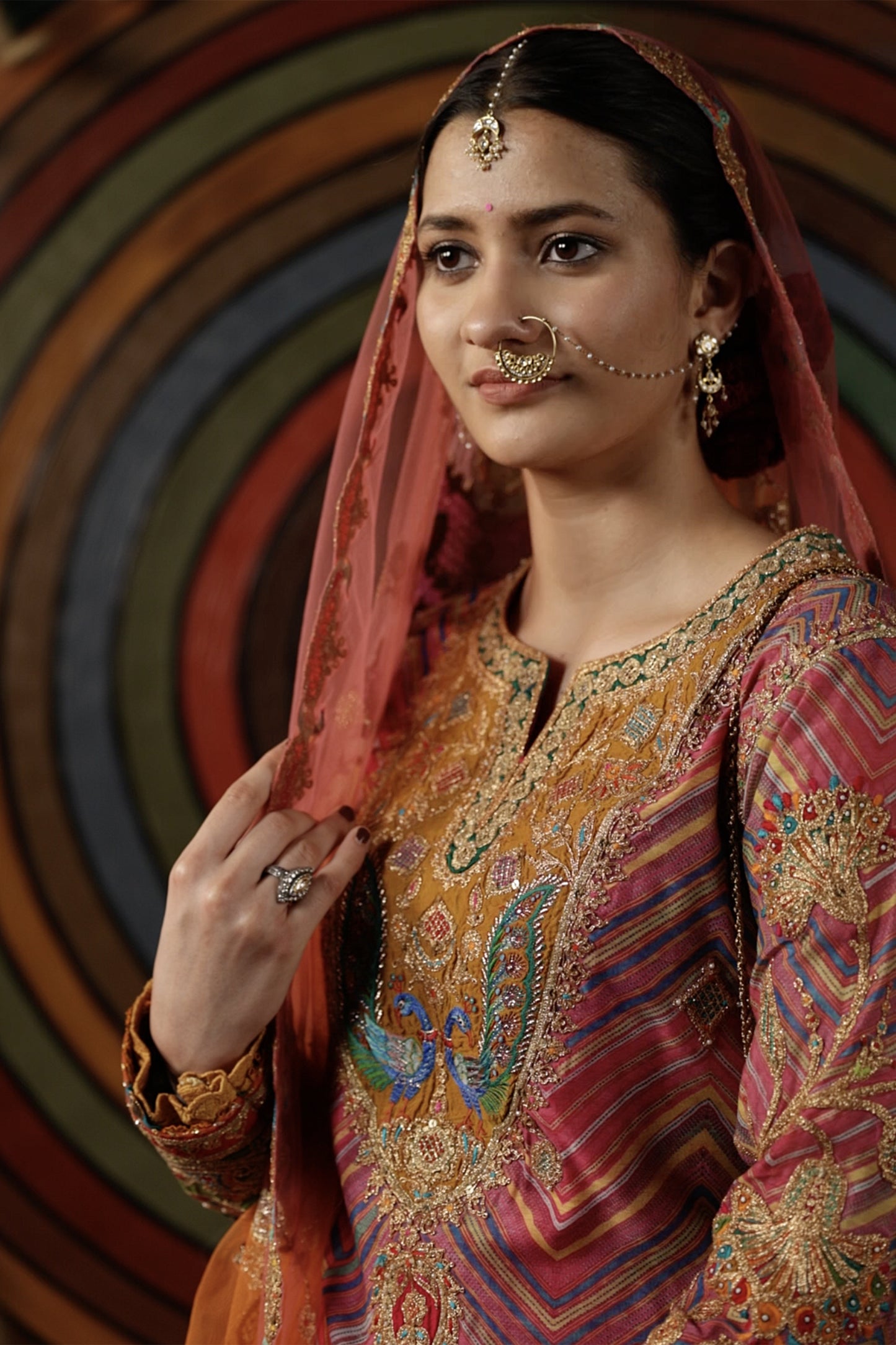 Pink Leheriya Kurti & Gharara
