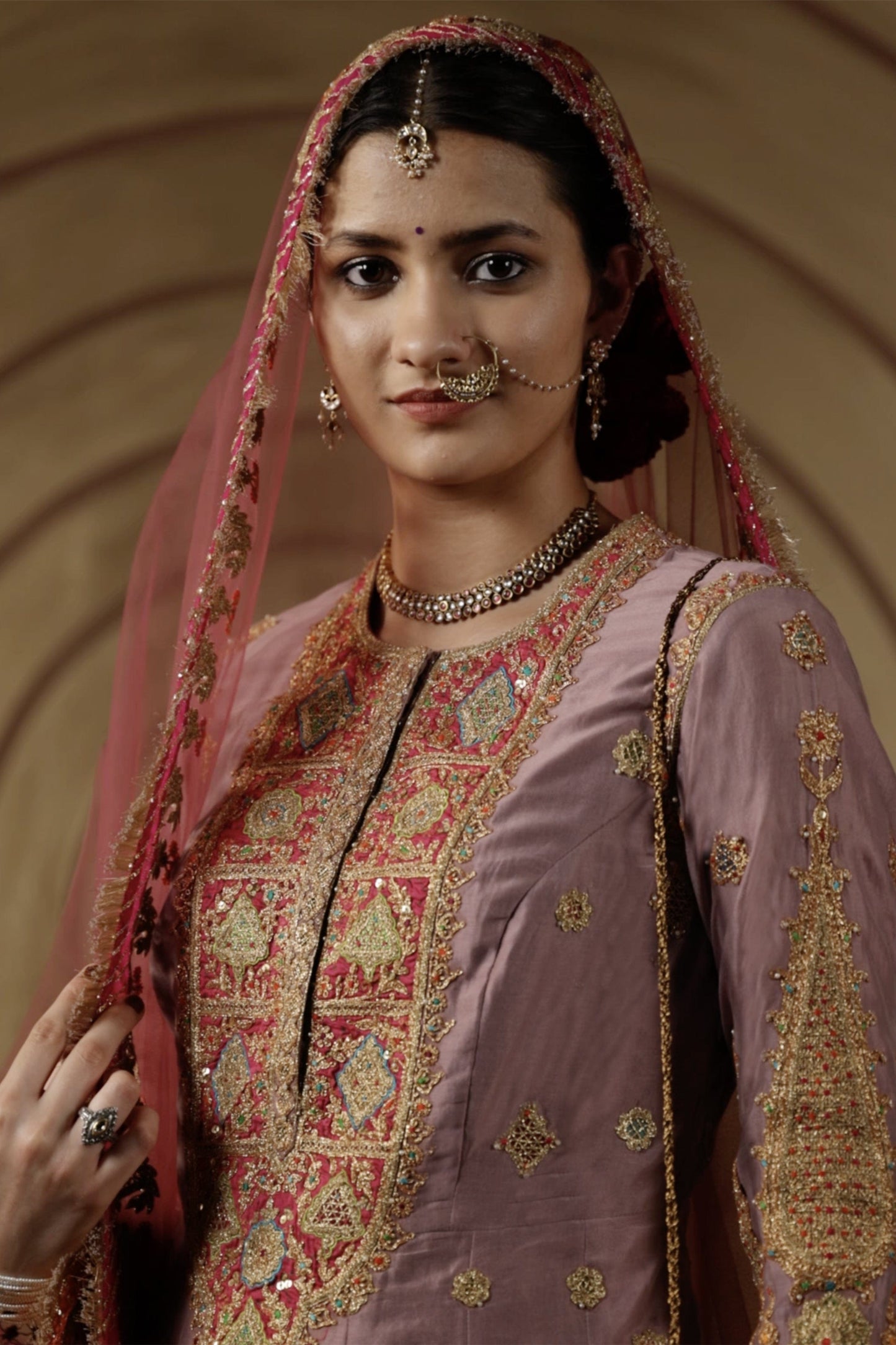Lilac Blended Silk Sharara Set