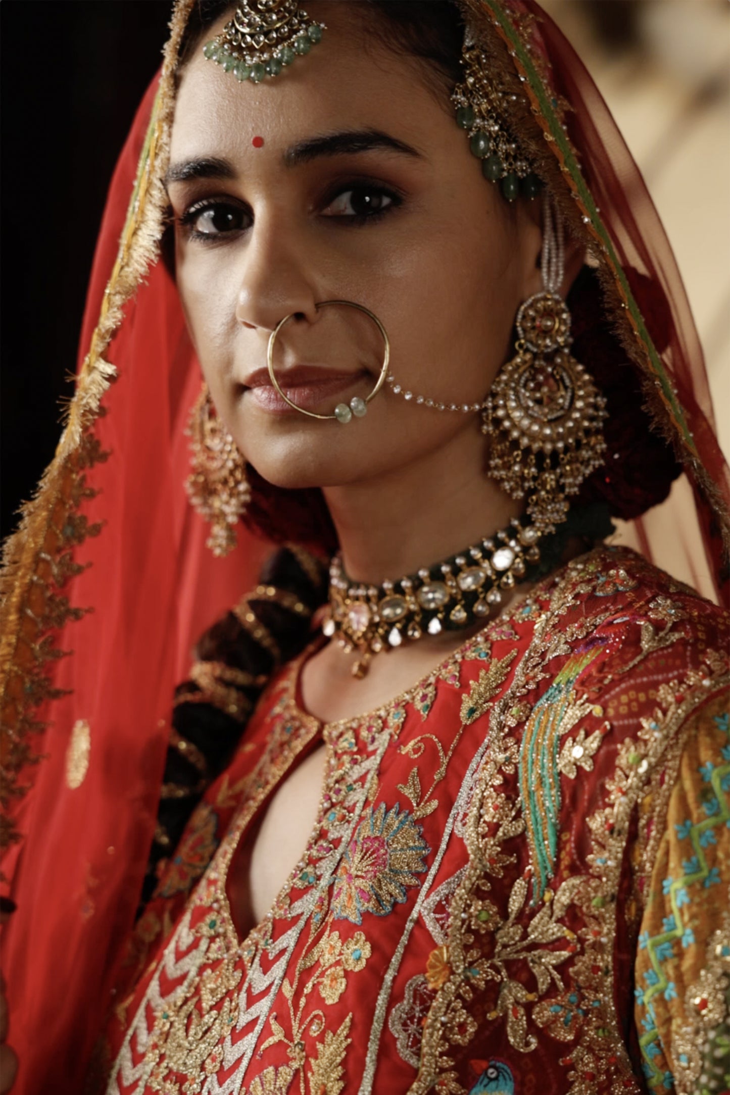 Maroon  Bandhej Jacket & Gharara