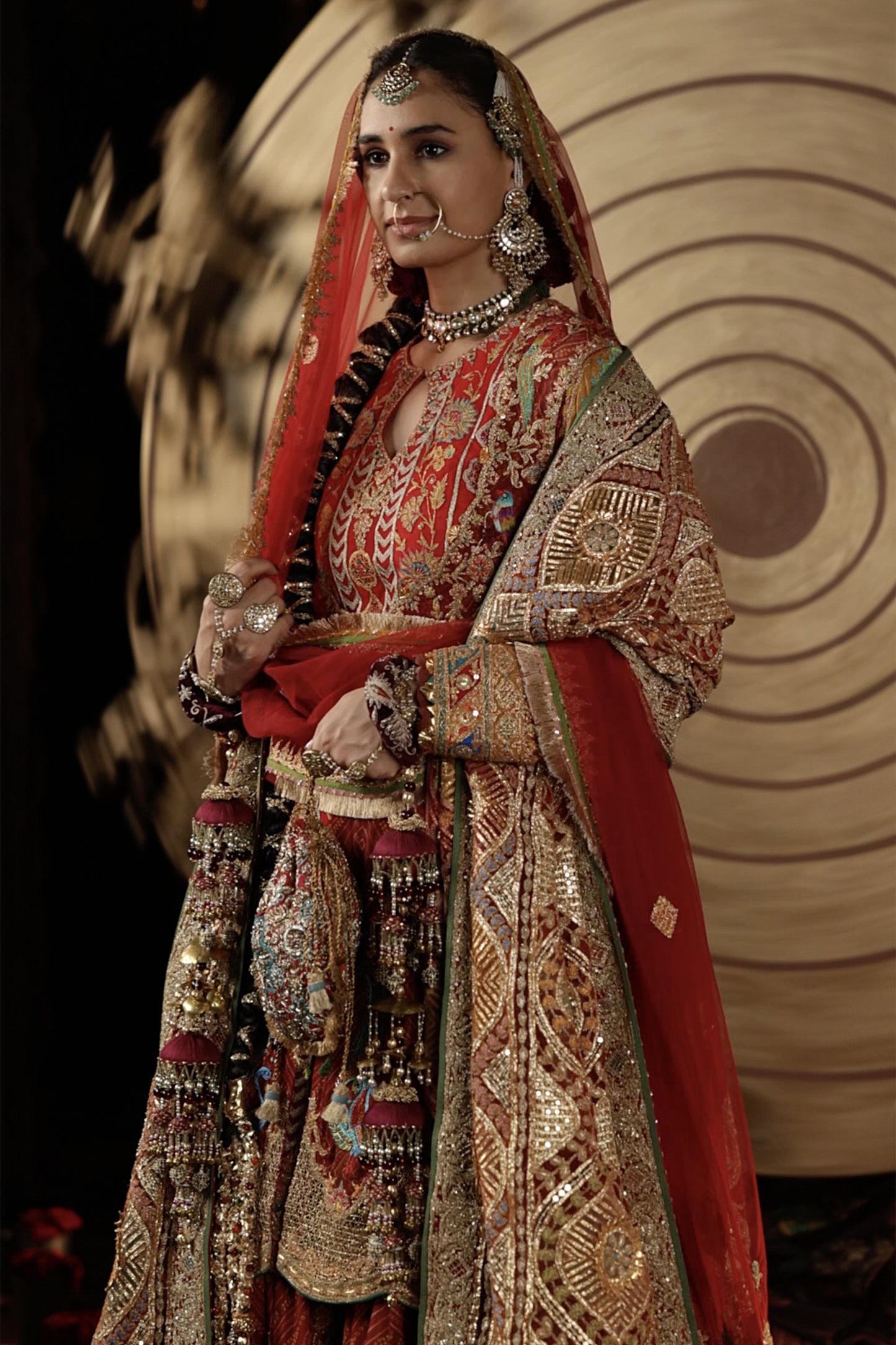 Maroon  Bandhej Jacket & Gharara