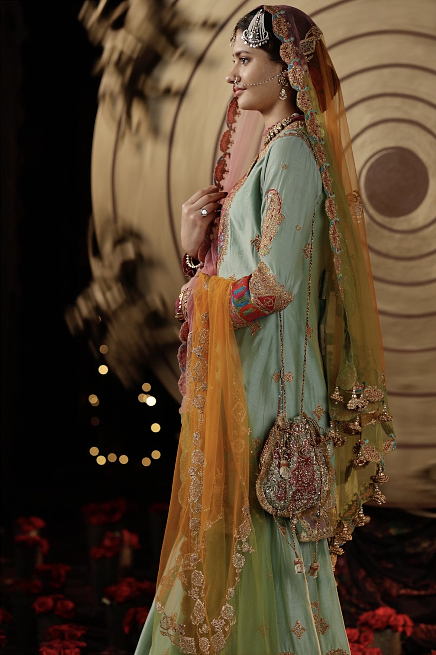 Pale Blue Blended Silk Sharara Set