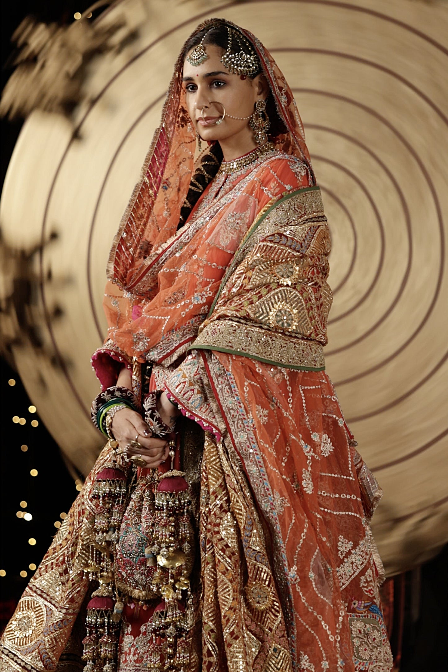 Coral Tulle Kalidar Kurta Set