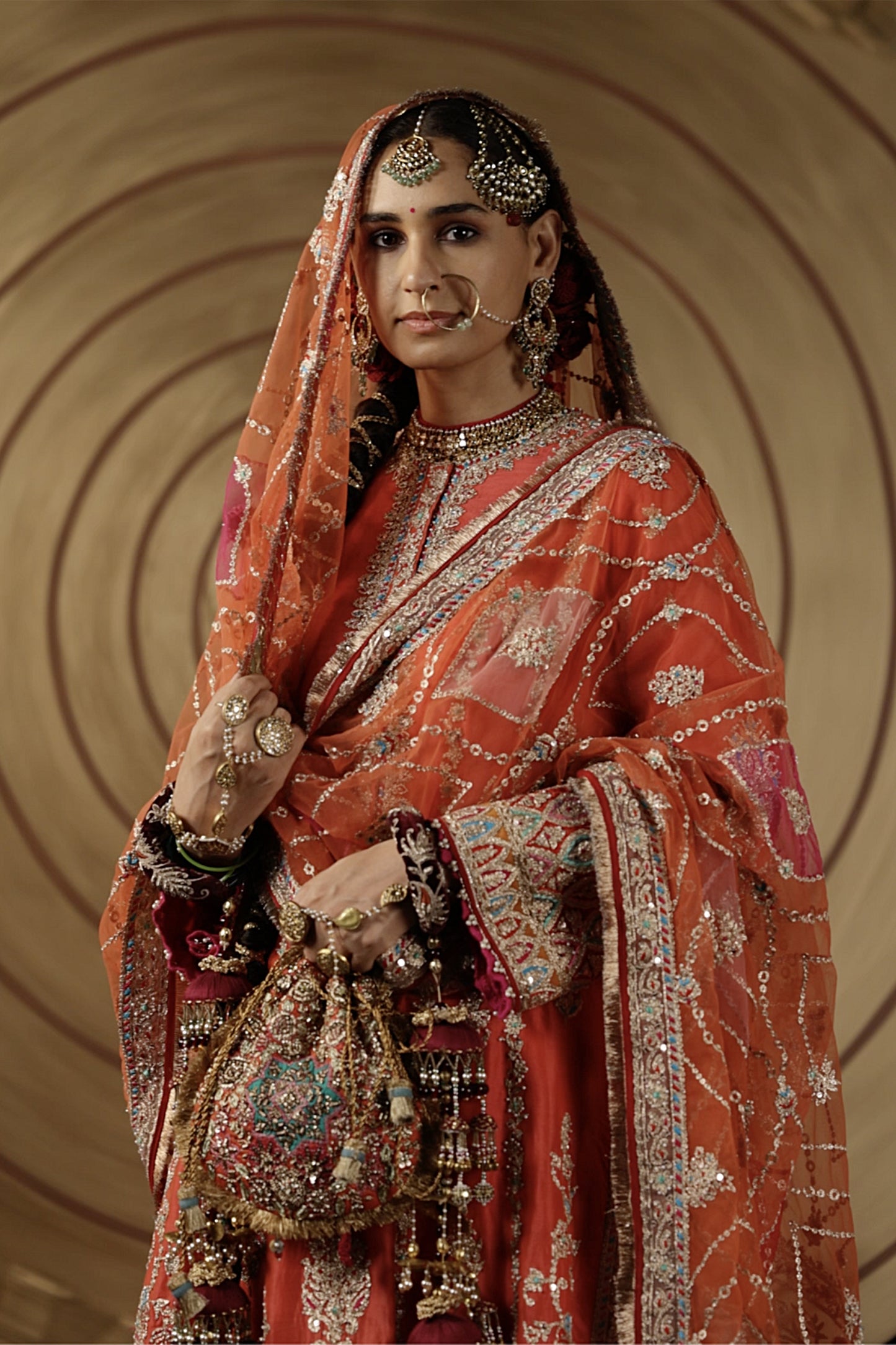 Coral Tulle Kalidar Kurta Set