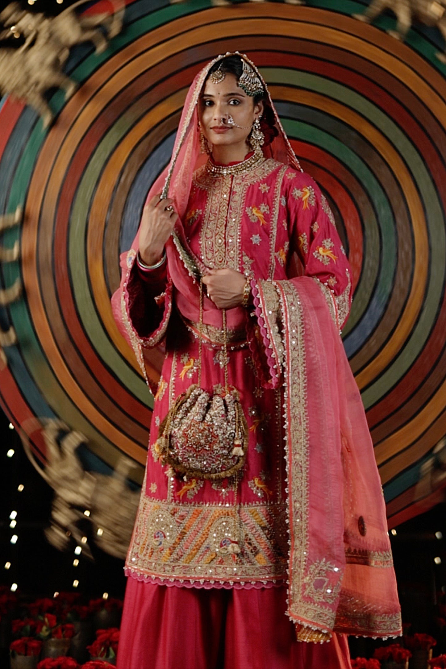 Pale Rani Pink Blended Silk Sharara Set