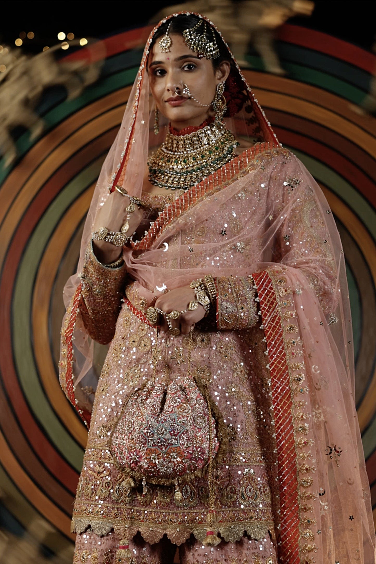 Pale Pink Blended Silk Sharara Set