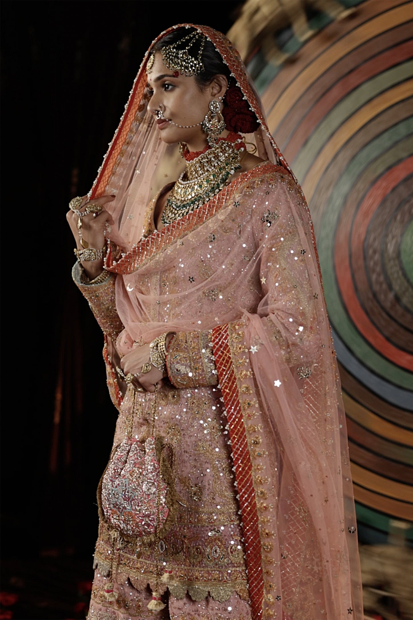 Pale Pink Blended Silk Sharara Set