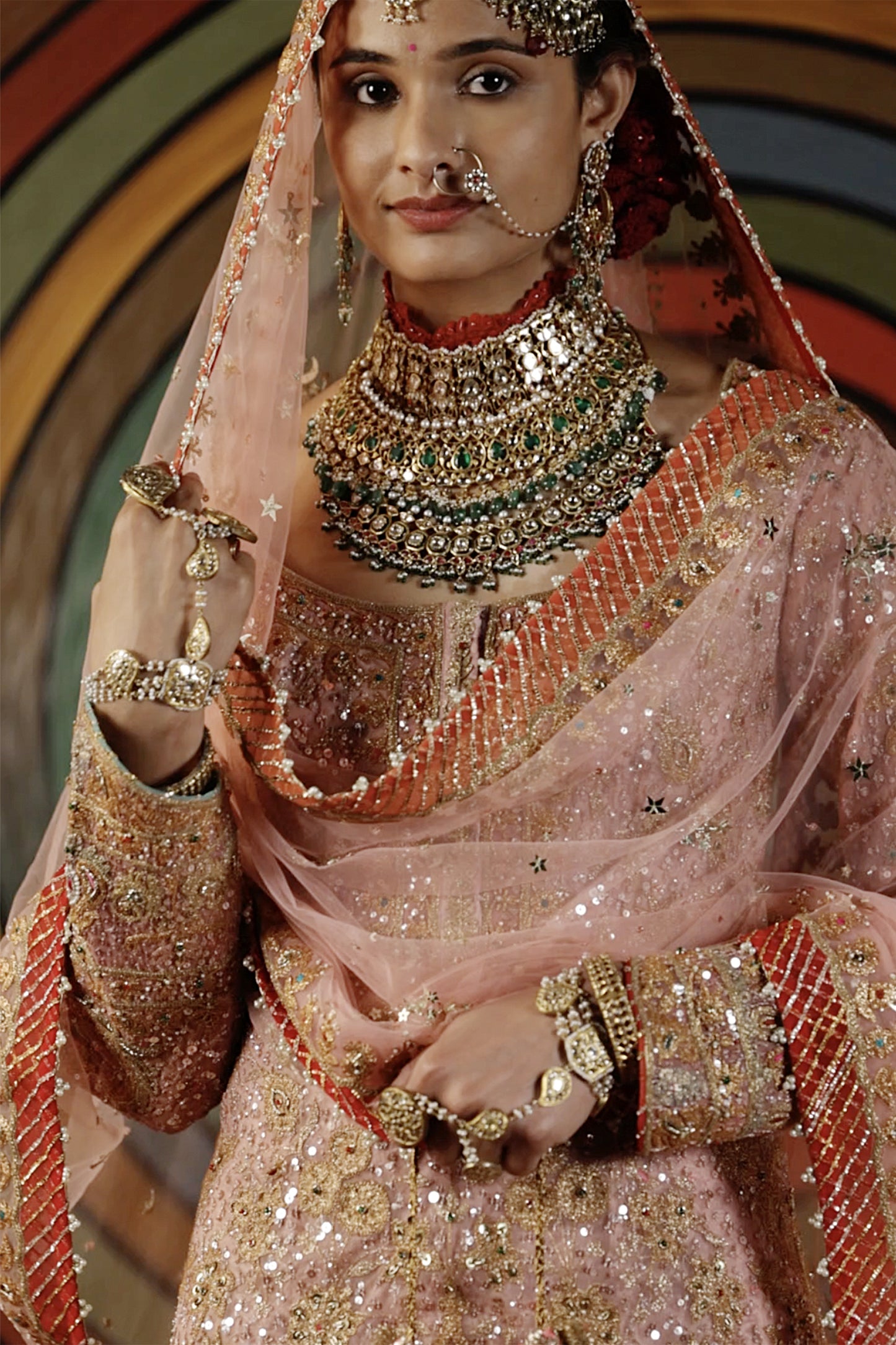 Pale Pink Blended Silk Sharara Set