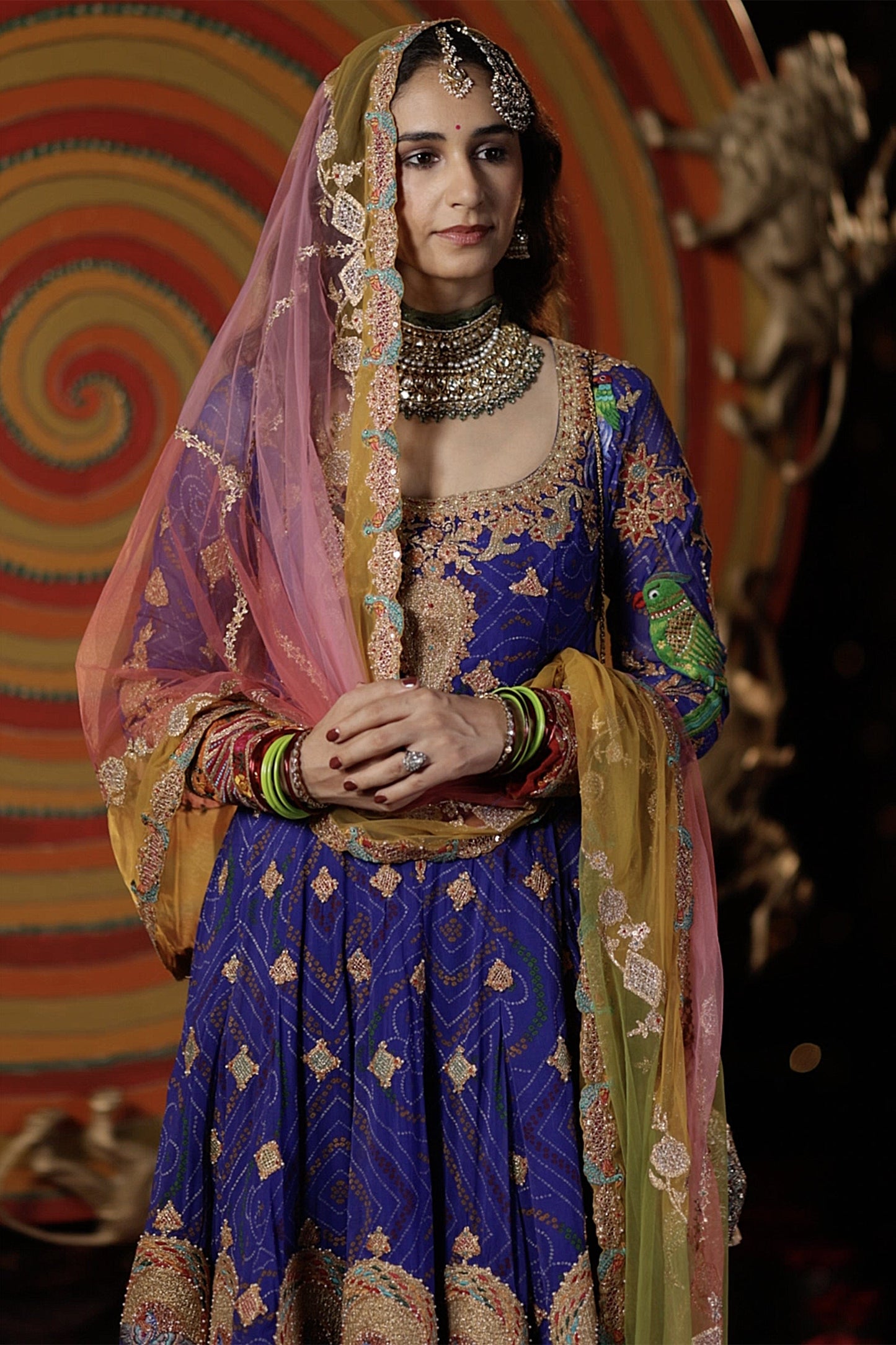 Royal Blue Double Layer Kalidar Set