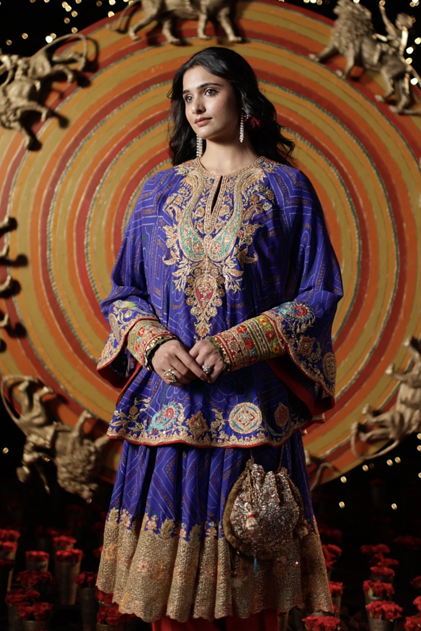 Royal Blue Kalidar-Capelet Set