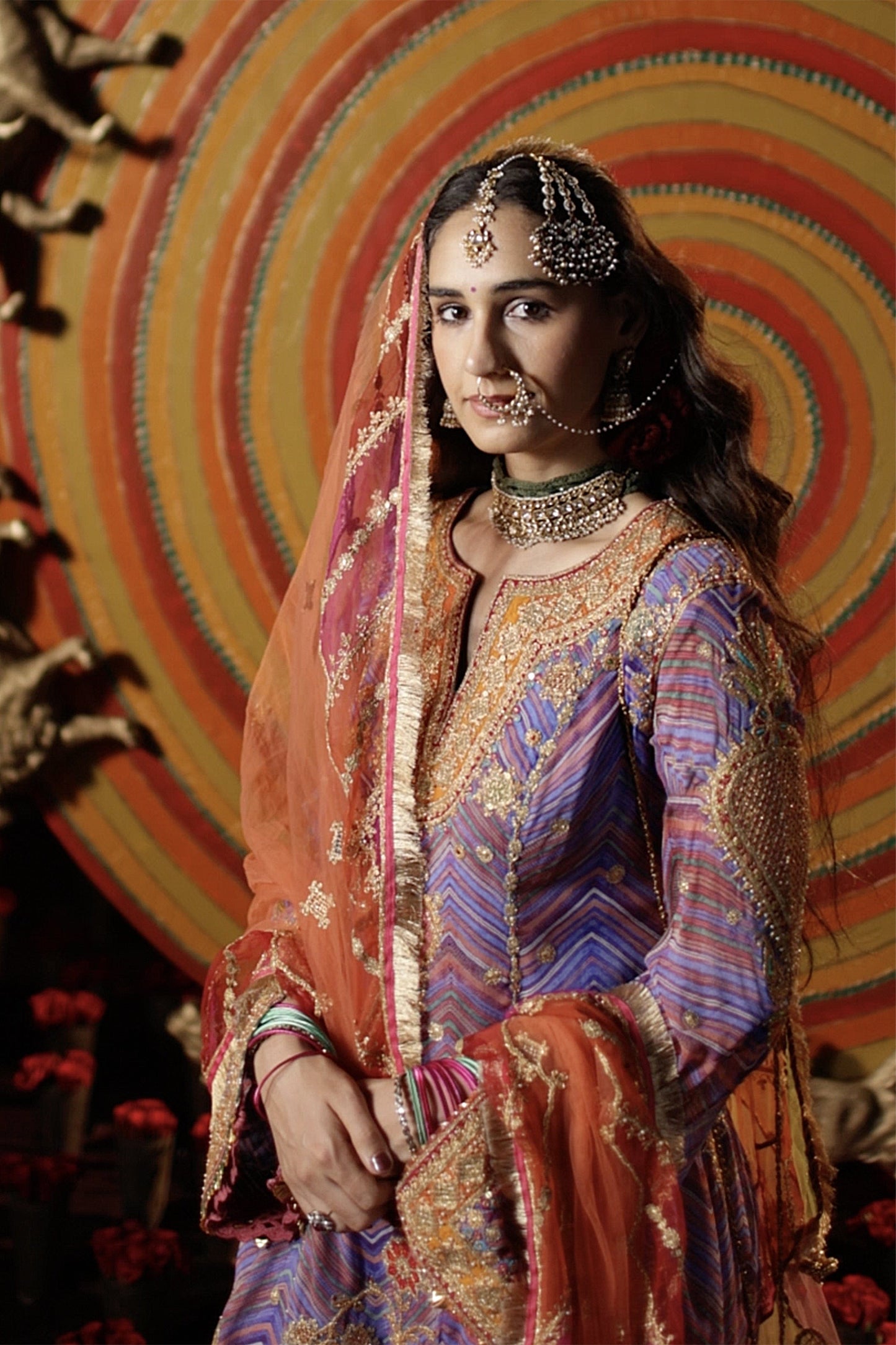 Lilac Leheriya Kurta Salwar Set