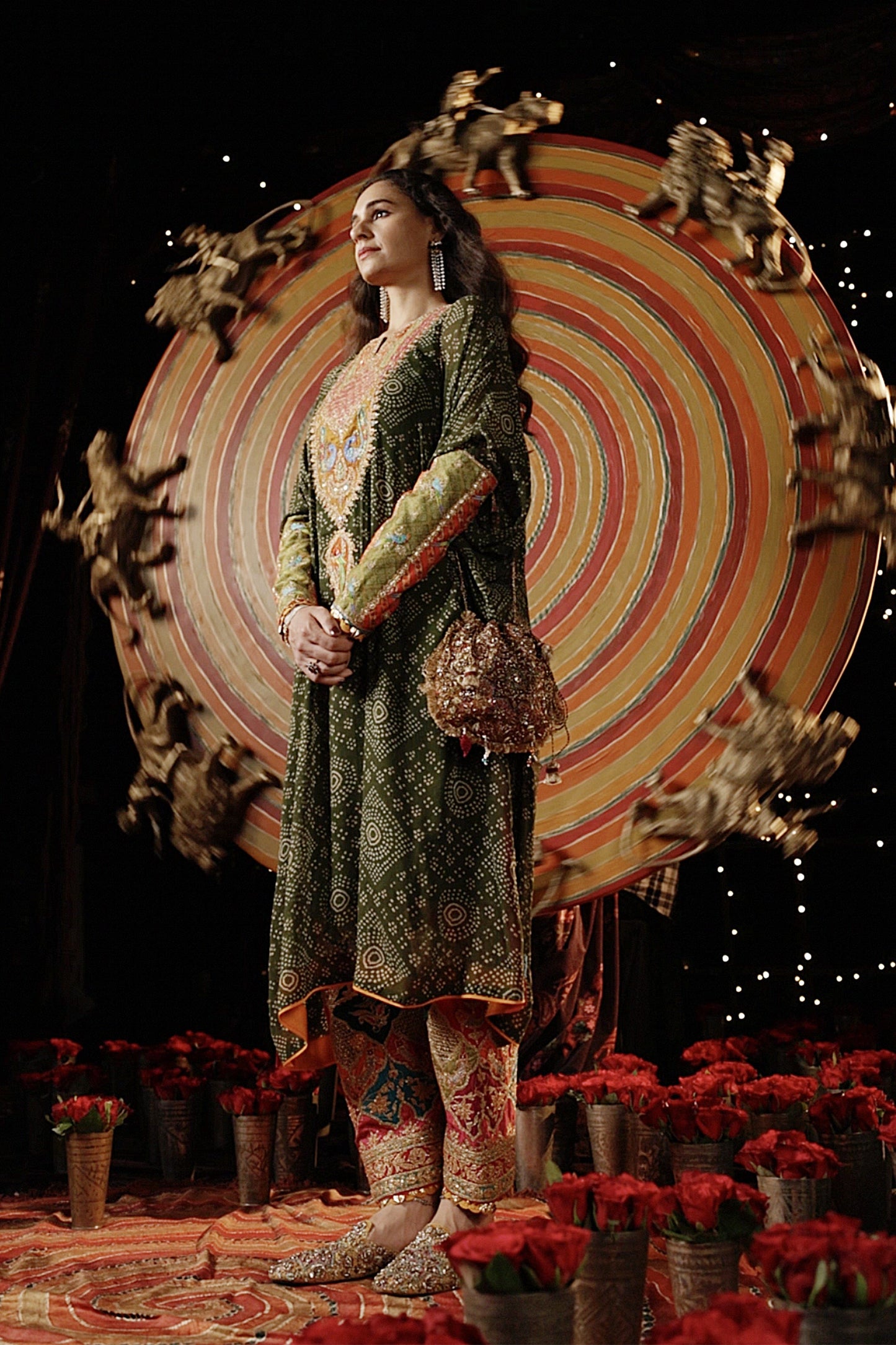 Deep Green Bandhej Kaftan Set