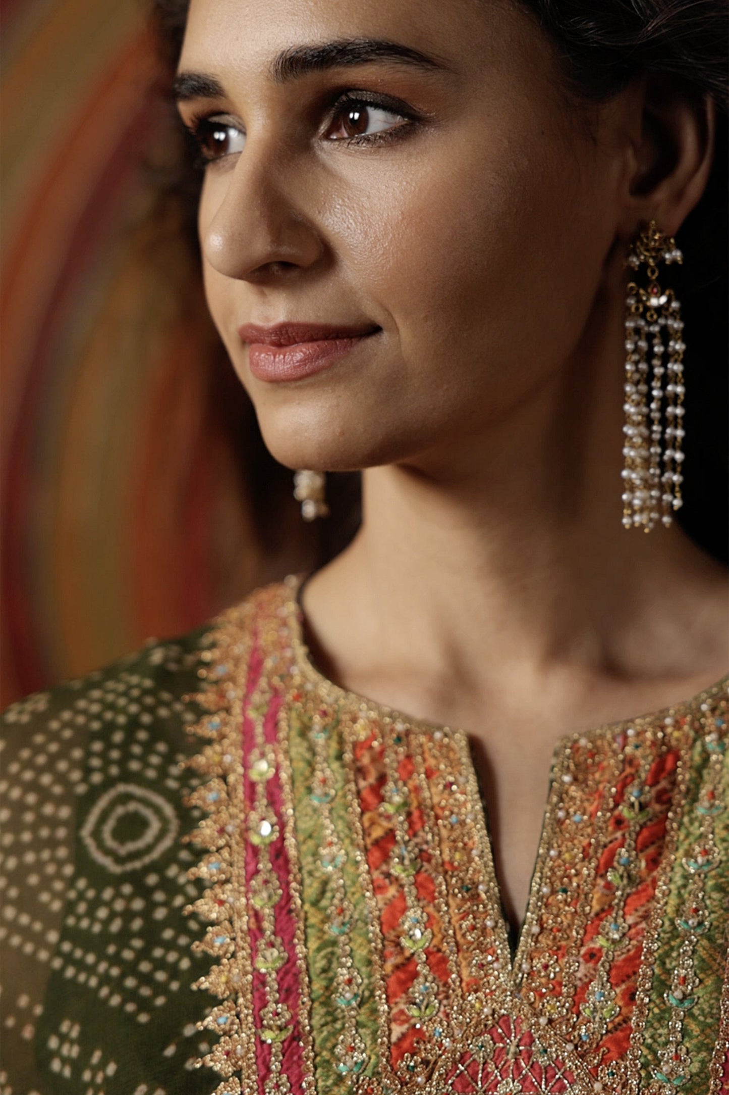 Deep Green Bandhej Kaftan Set