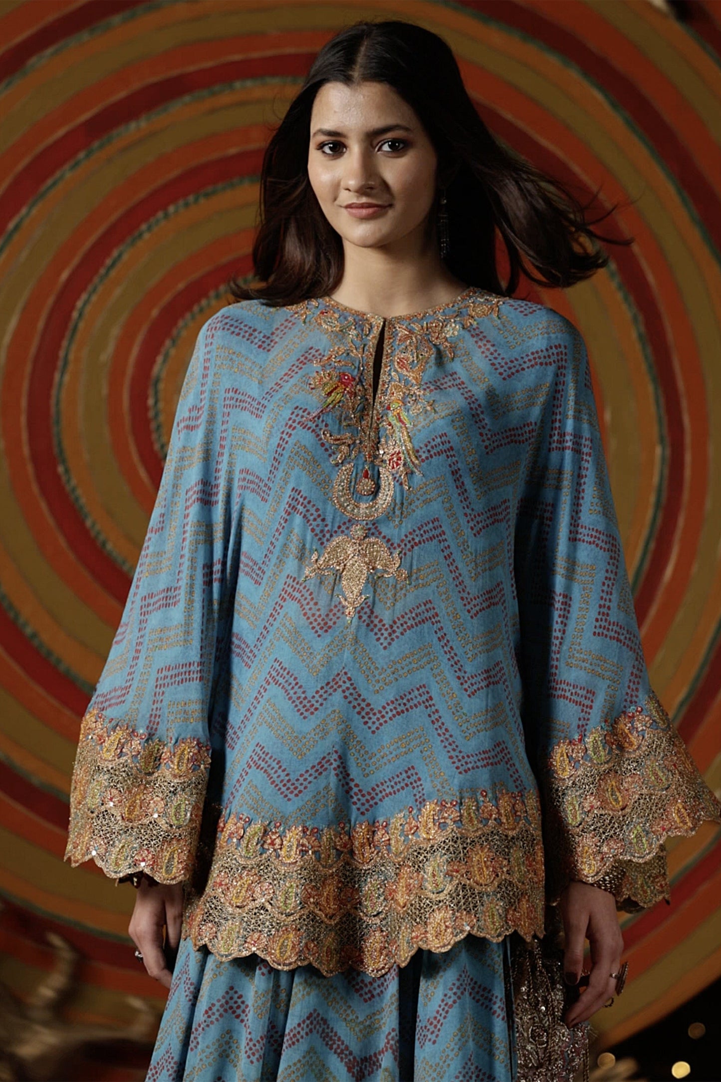 Turquoise Capelet & Sharara Set