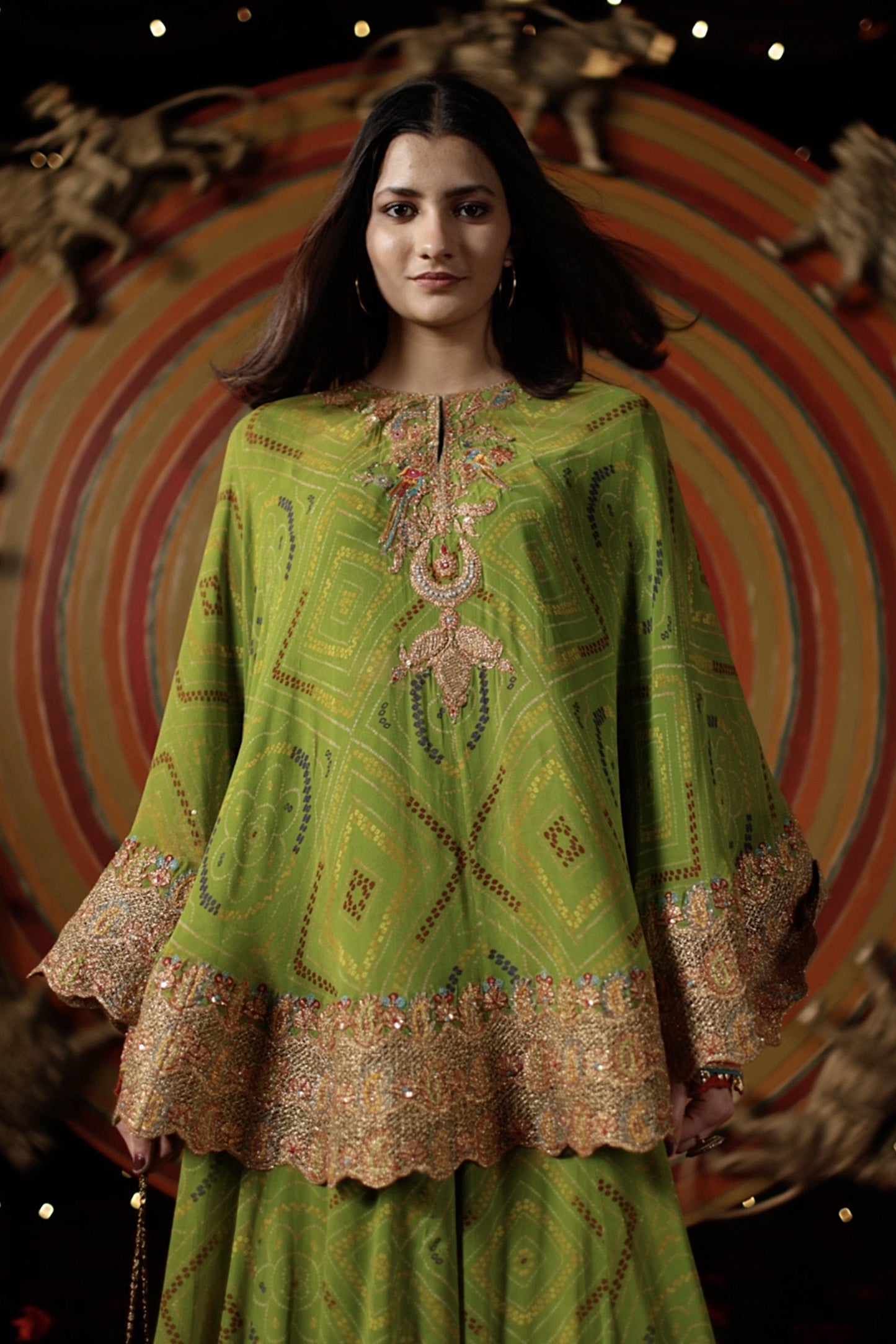 Green Capelet & Sharara Set