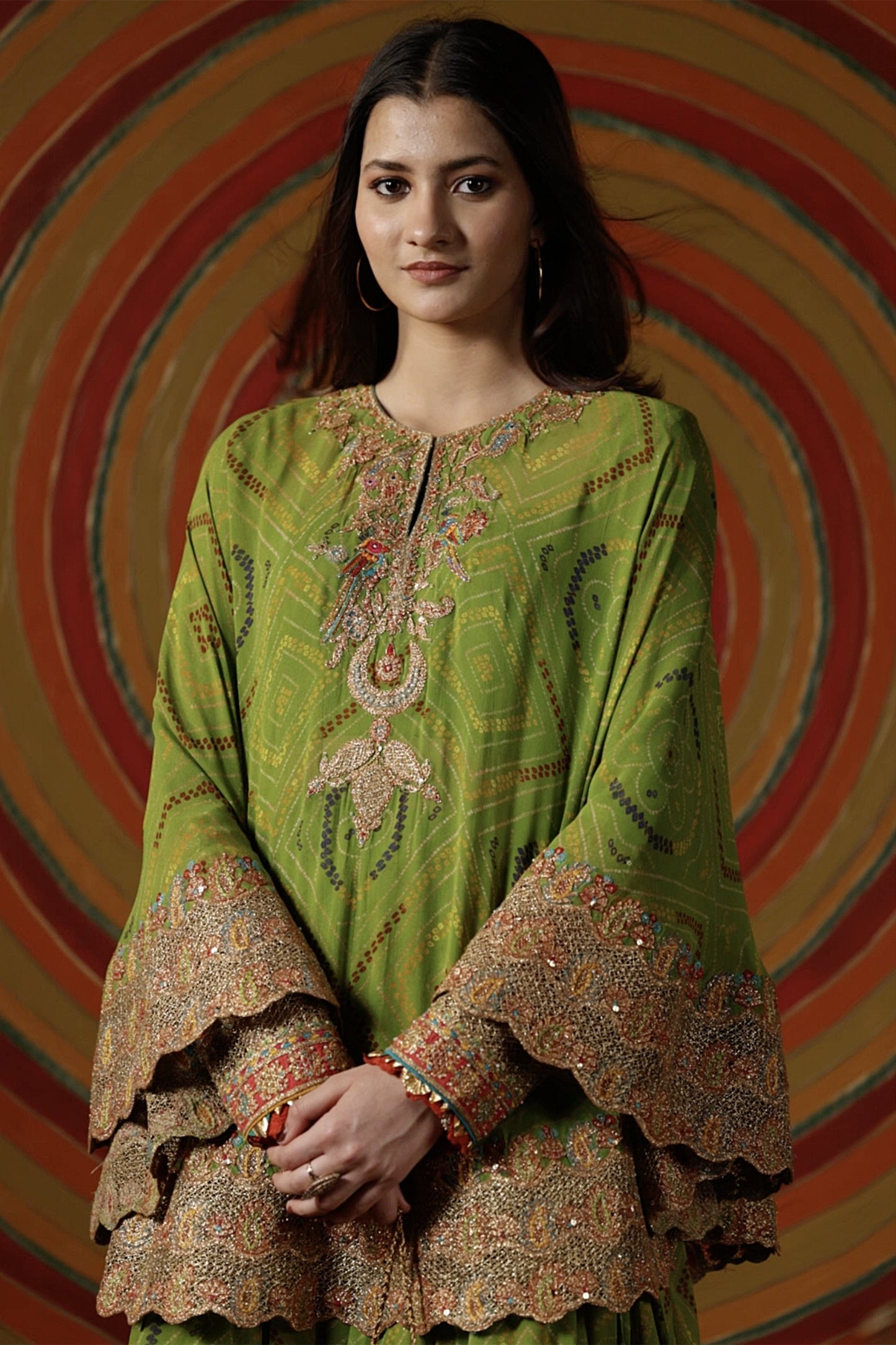 Green Capelet & Sharara Set