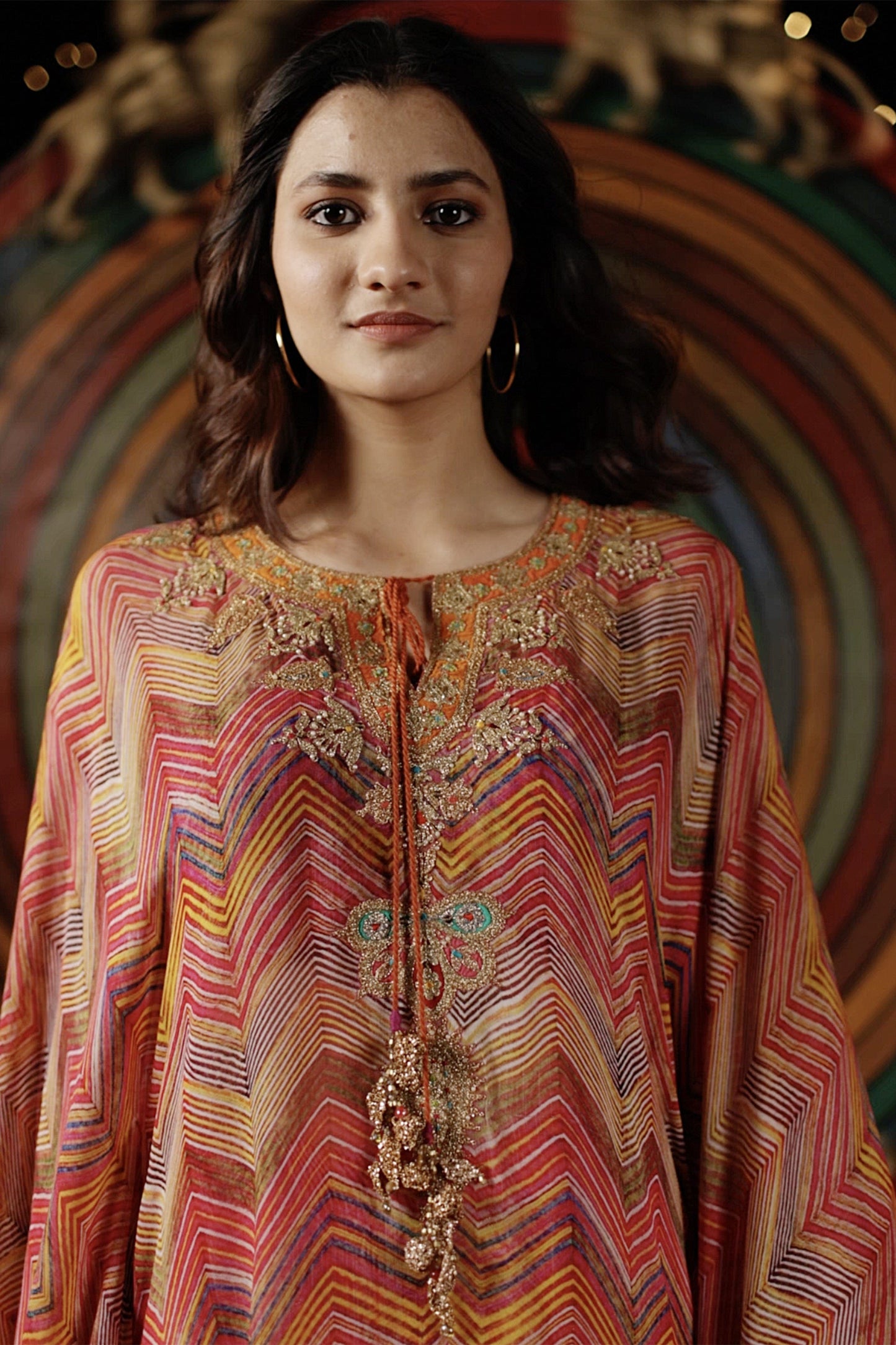 Pink Leheriya Kaftan & Gharara Set