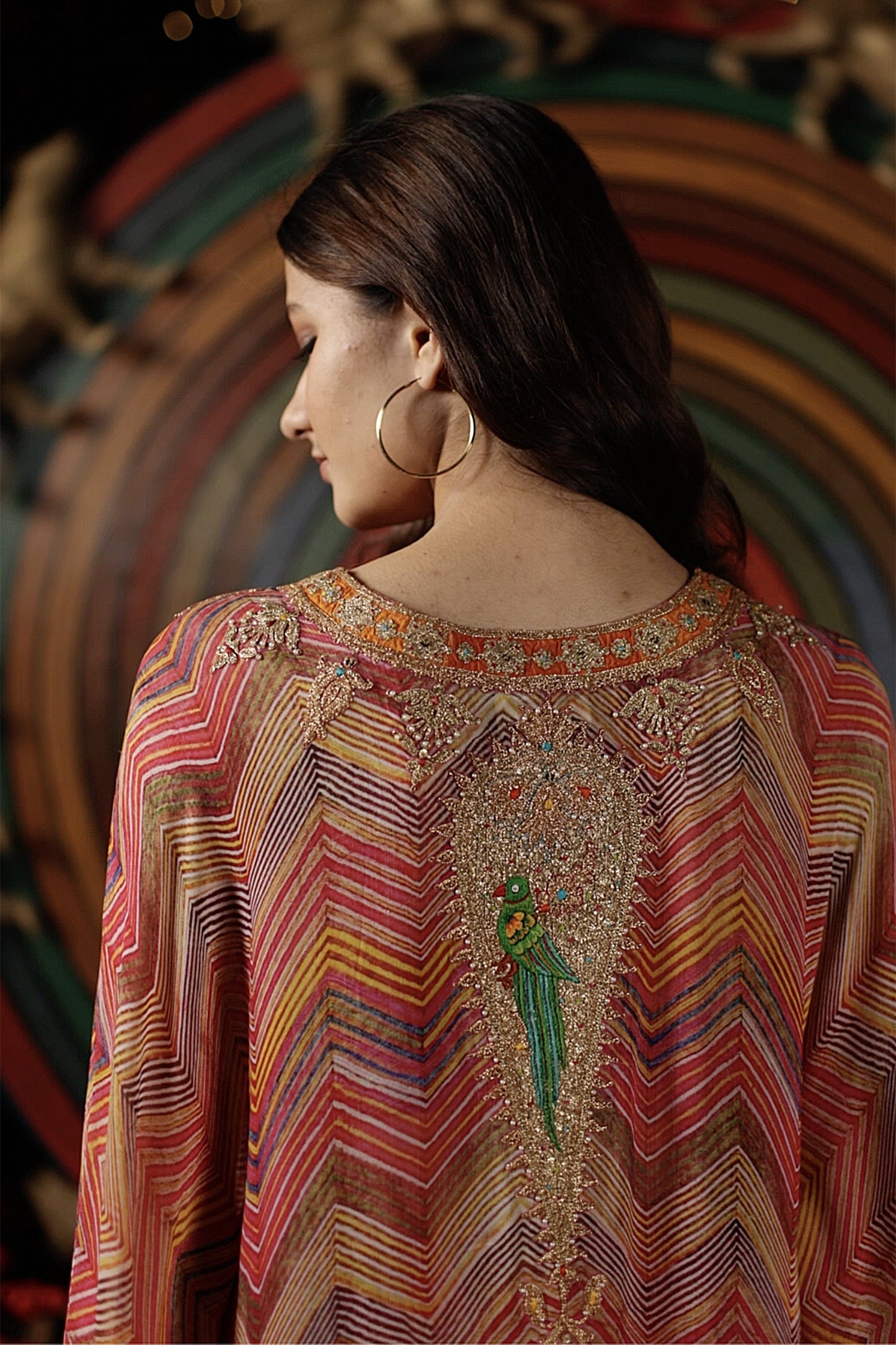 Pink Leheriya Kaftan & Gharara Set