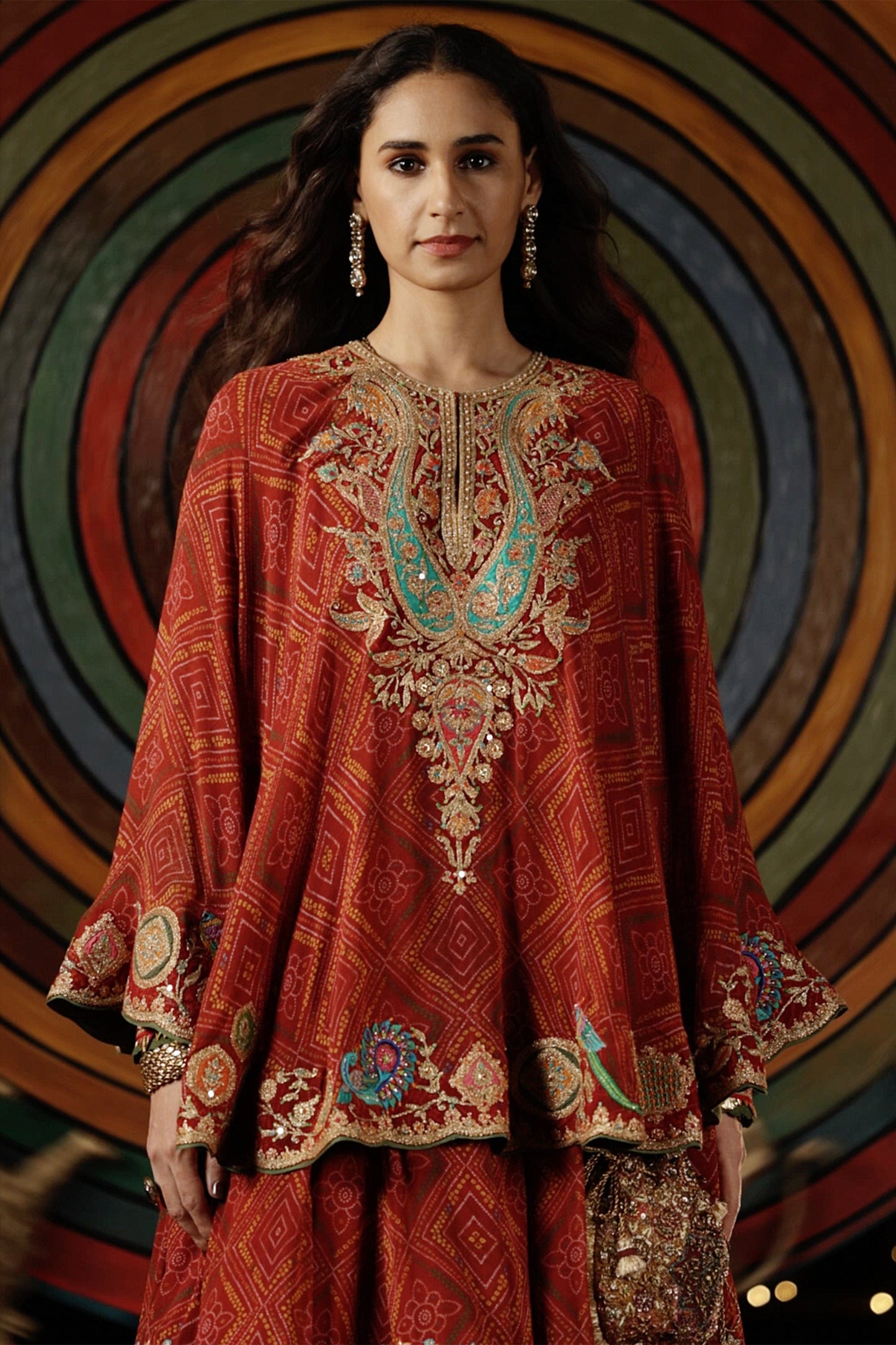 Maroon Kalidar Capelet Set