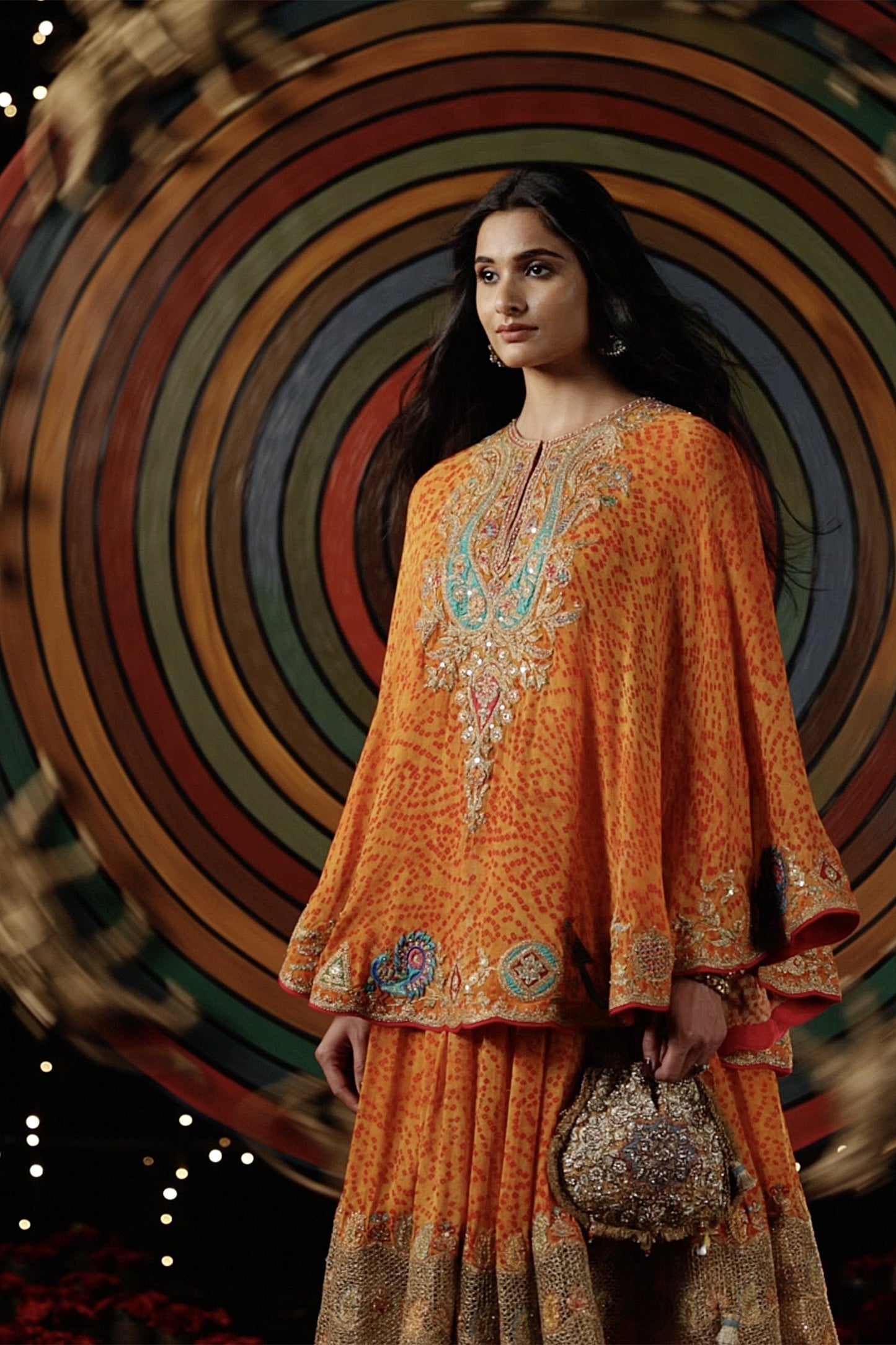 Orange Kalidar Capelet Set
