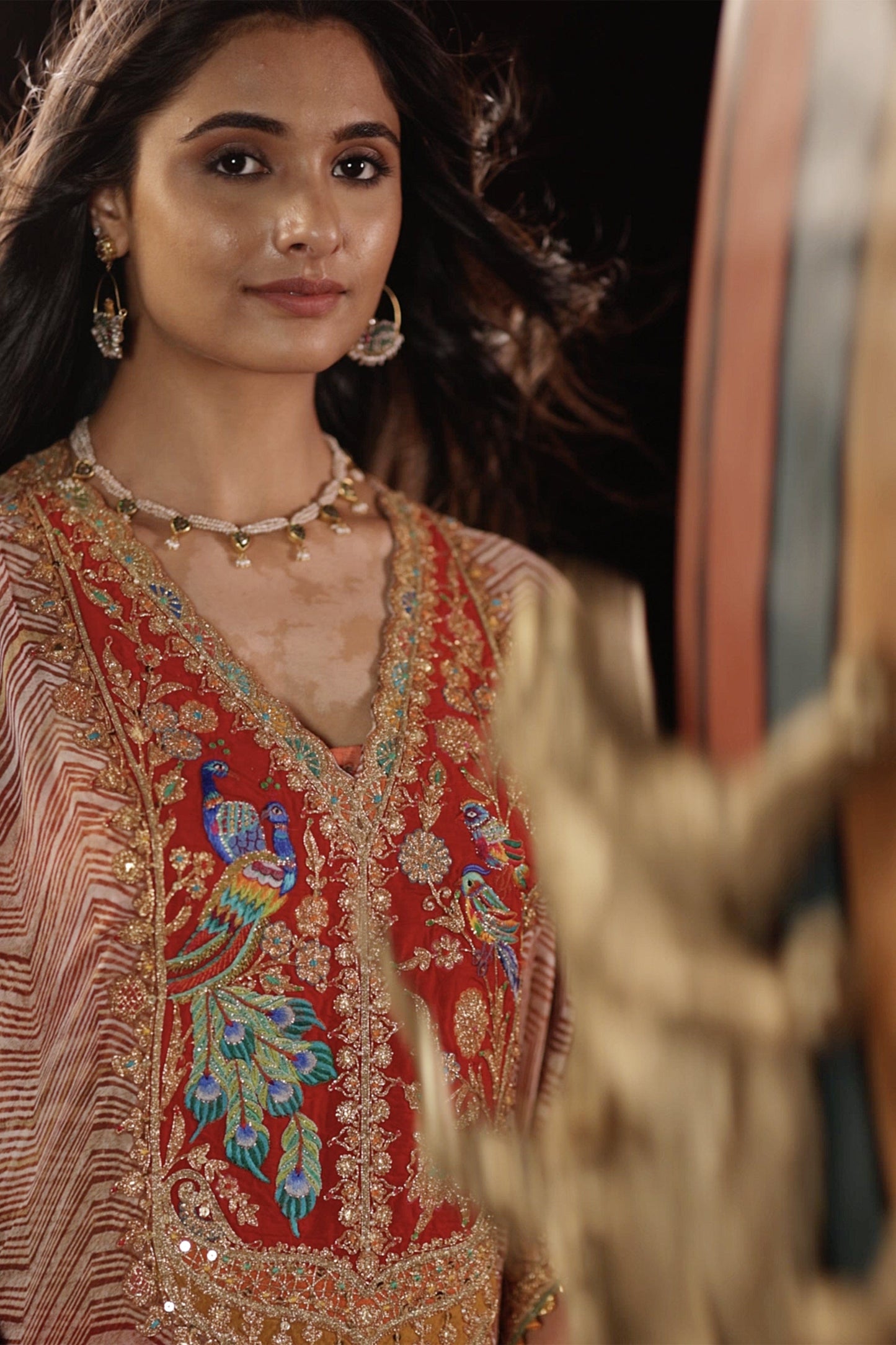 Beige Leheriya Kaftan Set