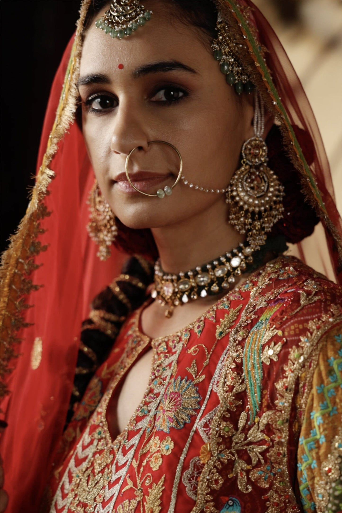 Maroon  Bandhej Jacket & Gharara Set