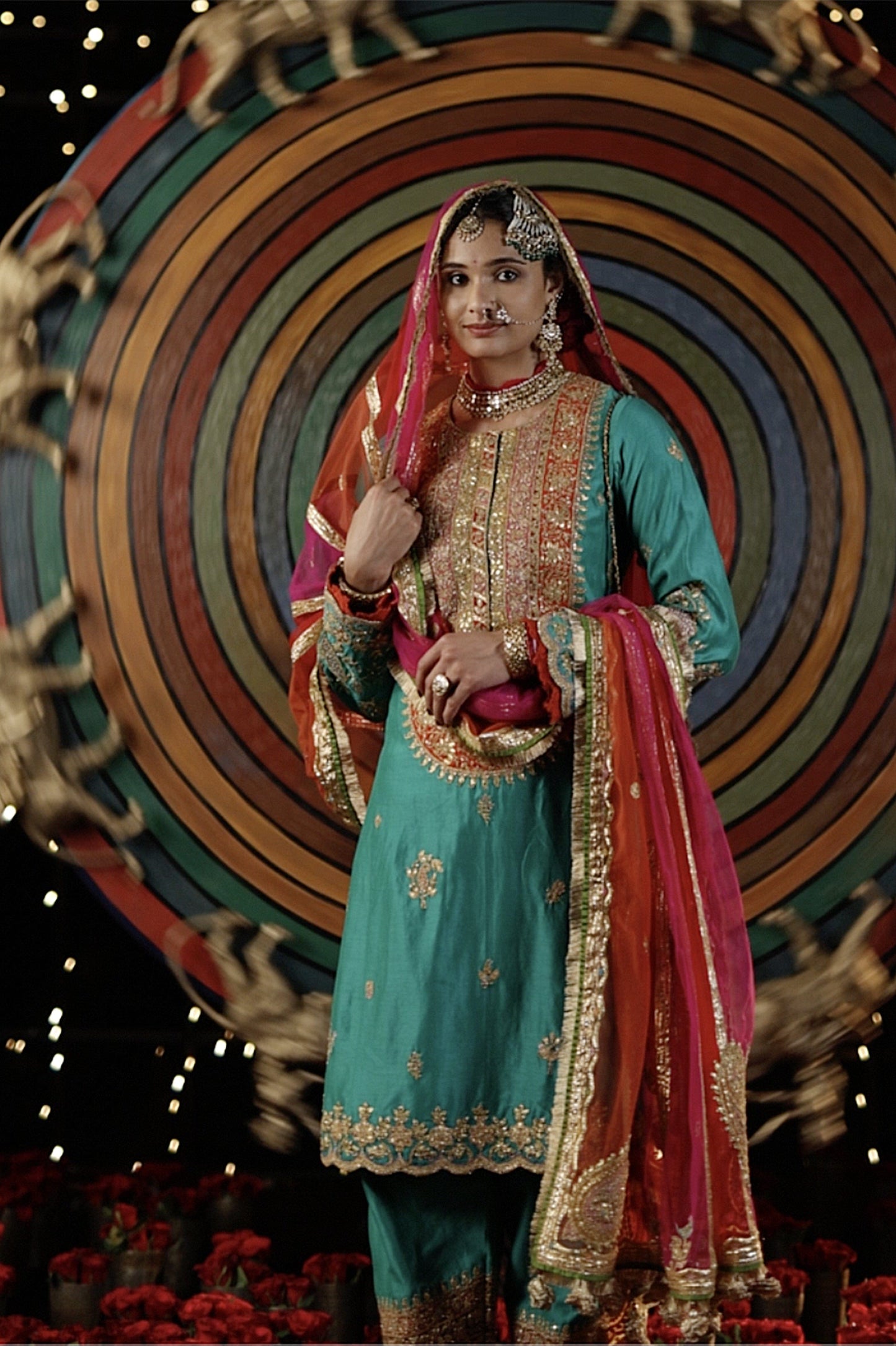 Teal Green Silk Kurta Set