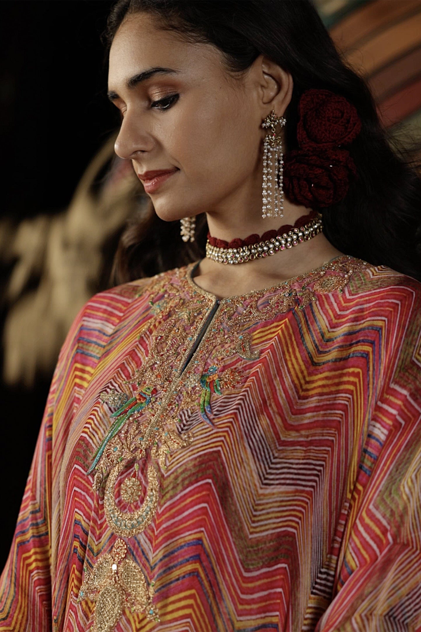 Pink Capelet & Sharara Set