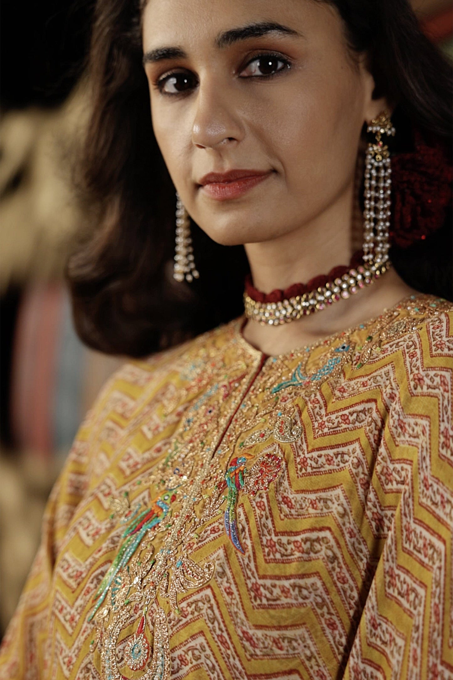 Mustard Capelet & Sharara Set