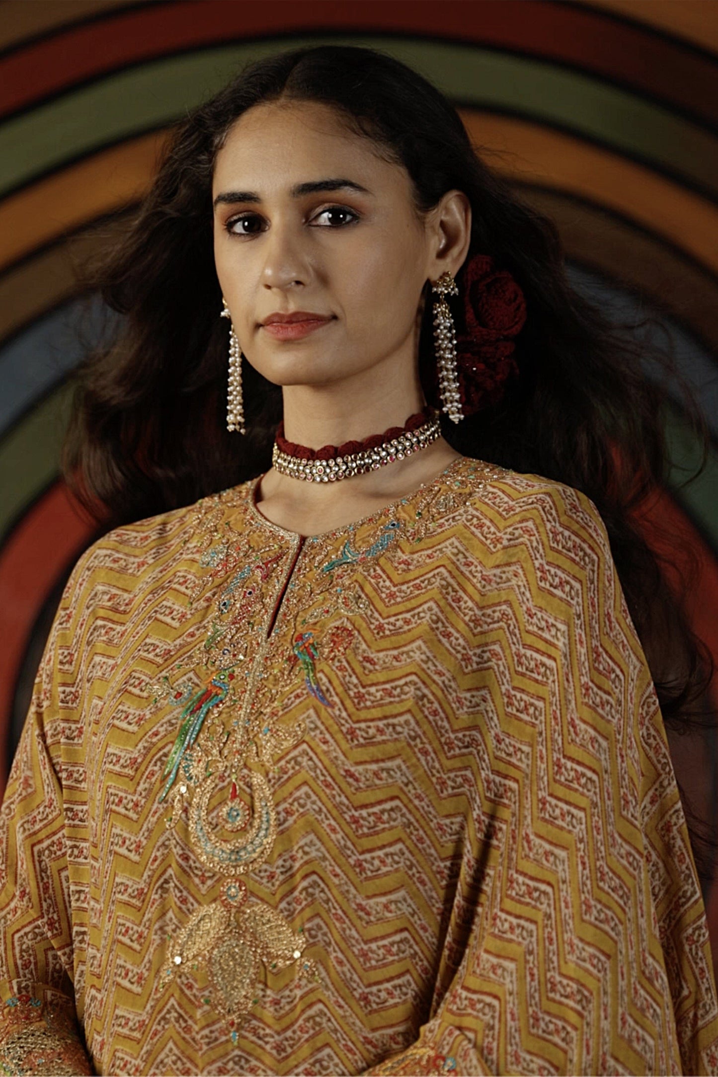 Mustard Capelet & Sharara Set