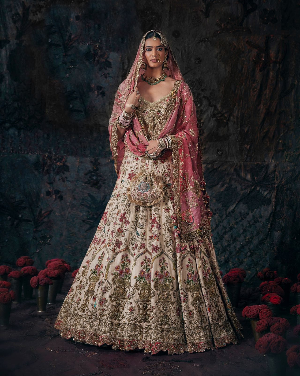Earthy Ivory Floral Lehenga