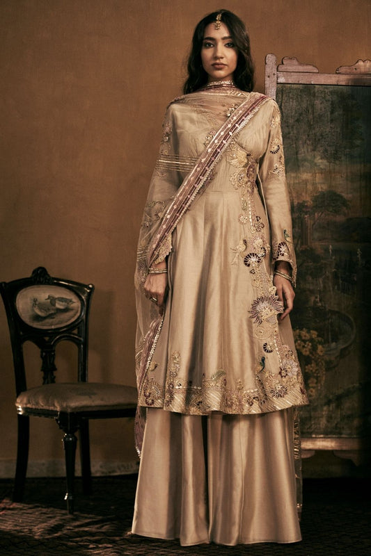 Beige Kalidar Sharara Set