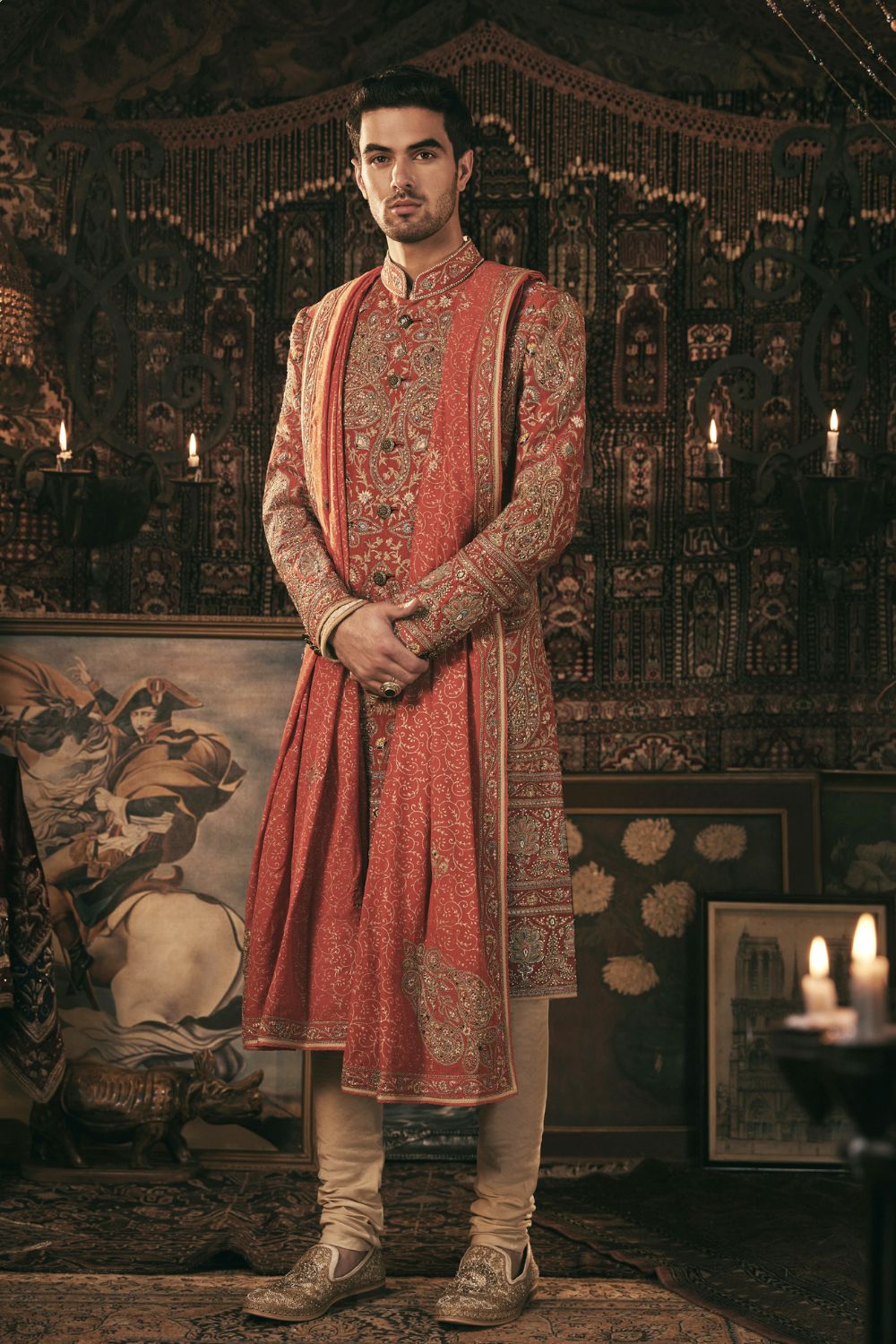 Flame Orange Sherwani set
