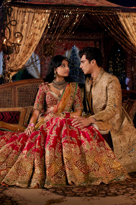 Pomegranate Hued Lehenga set