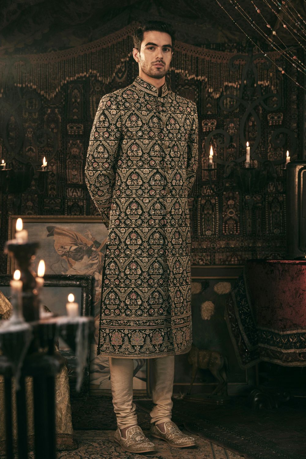 Black Sherwani Set
