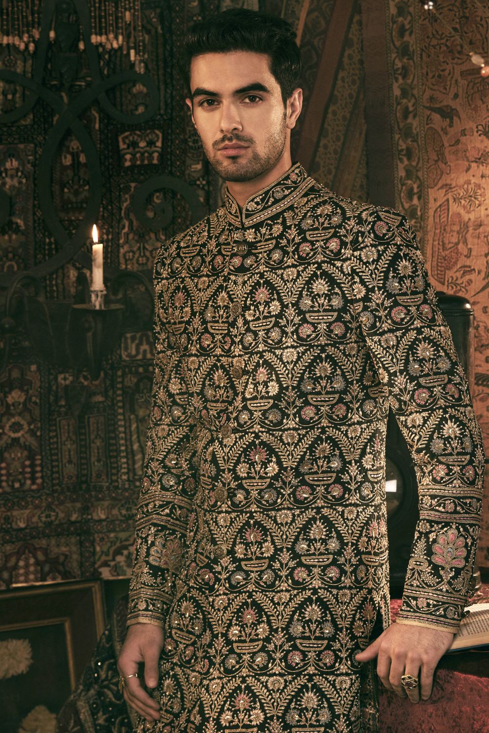Black Sherwani Set