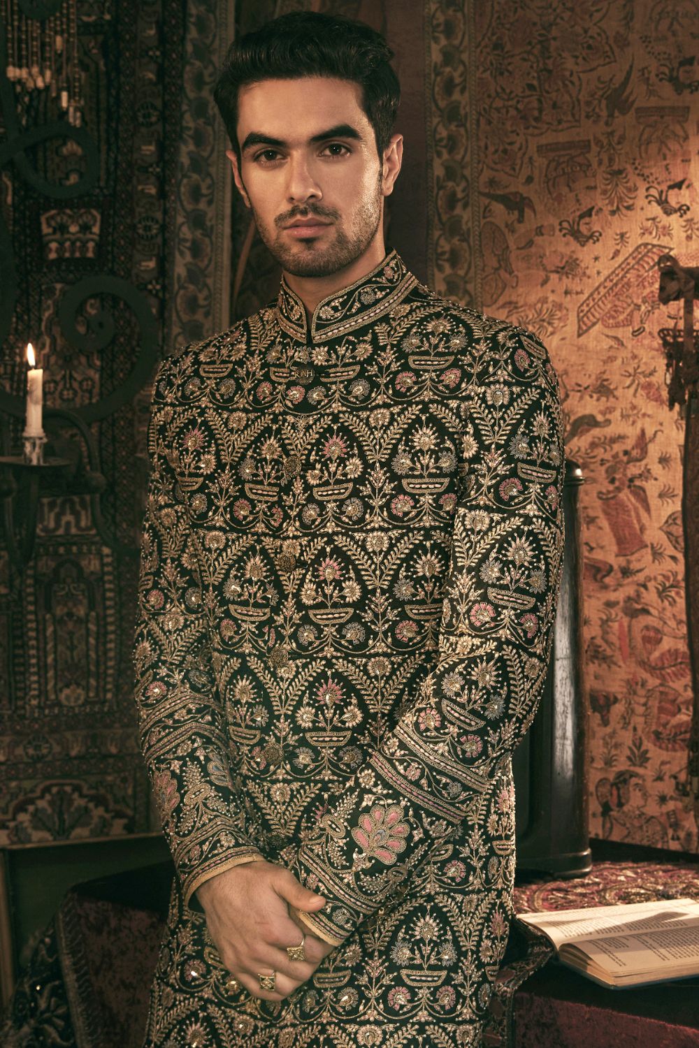 Black Sherwani Set