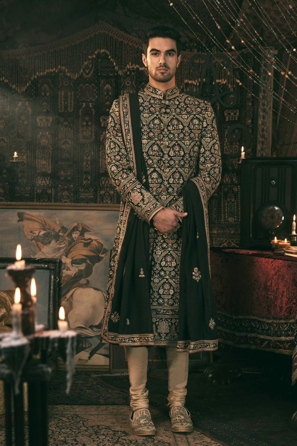 Black Sherwani Set