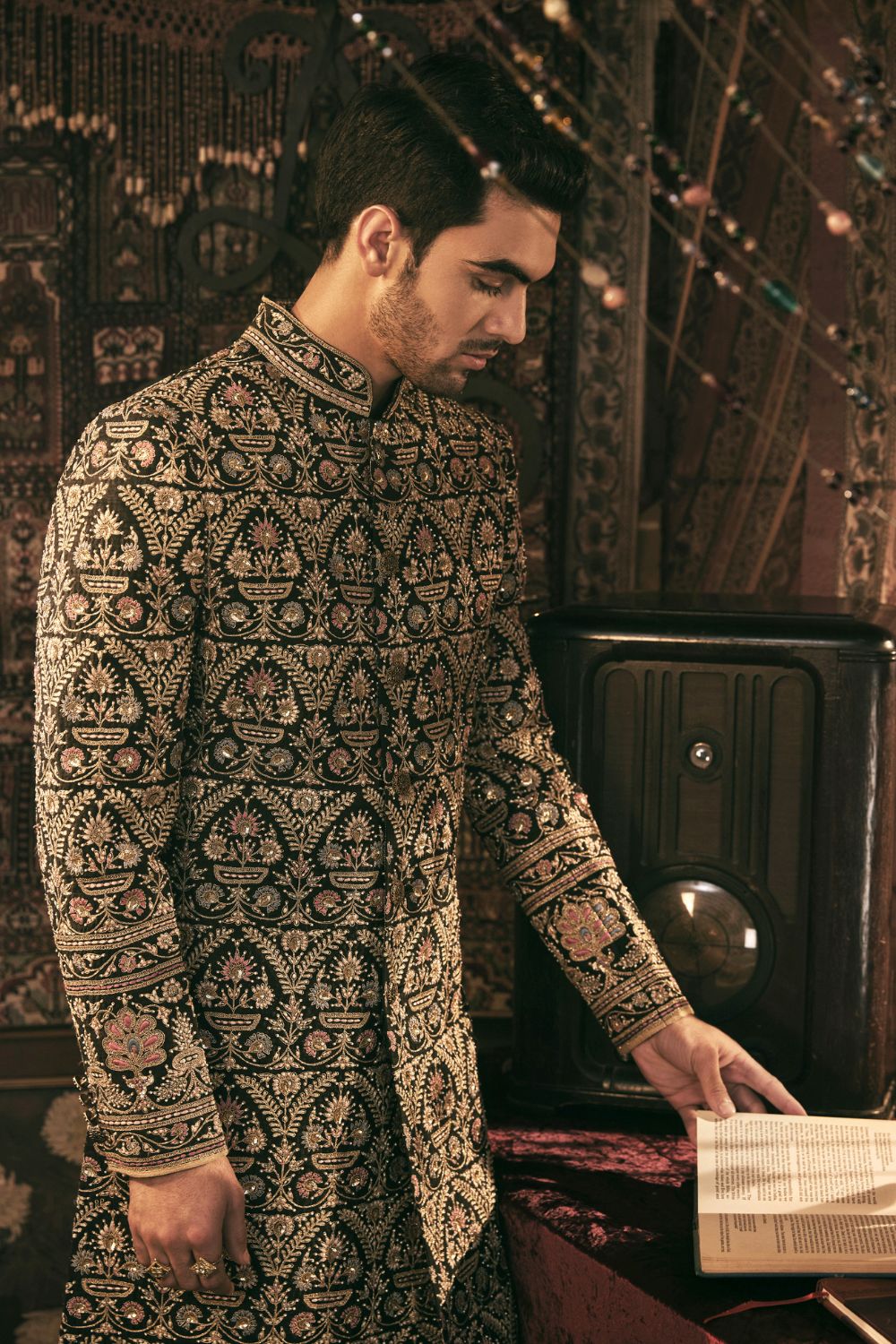 Black Sherwani Set