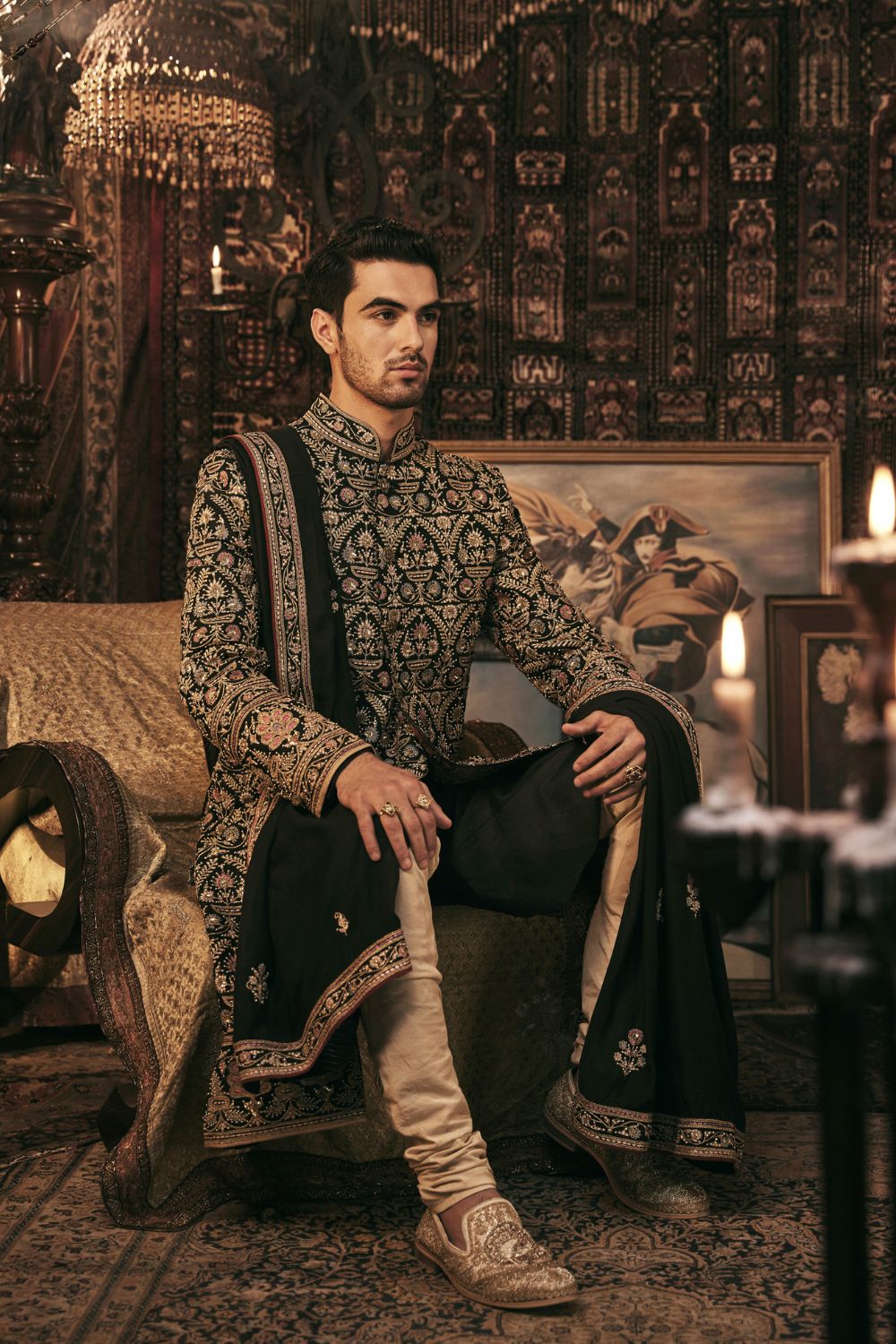 Black Sherwani Set