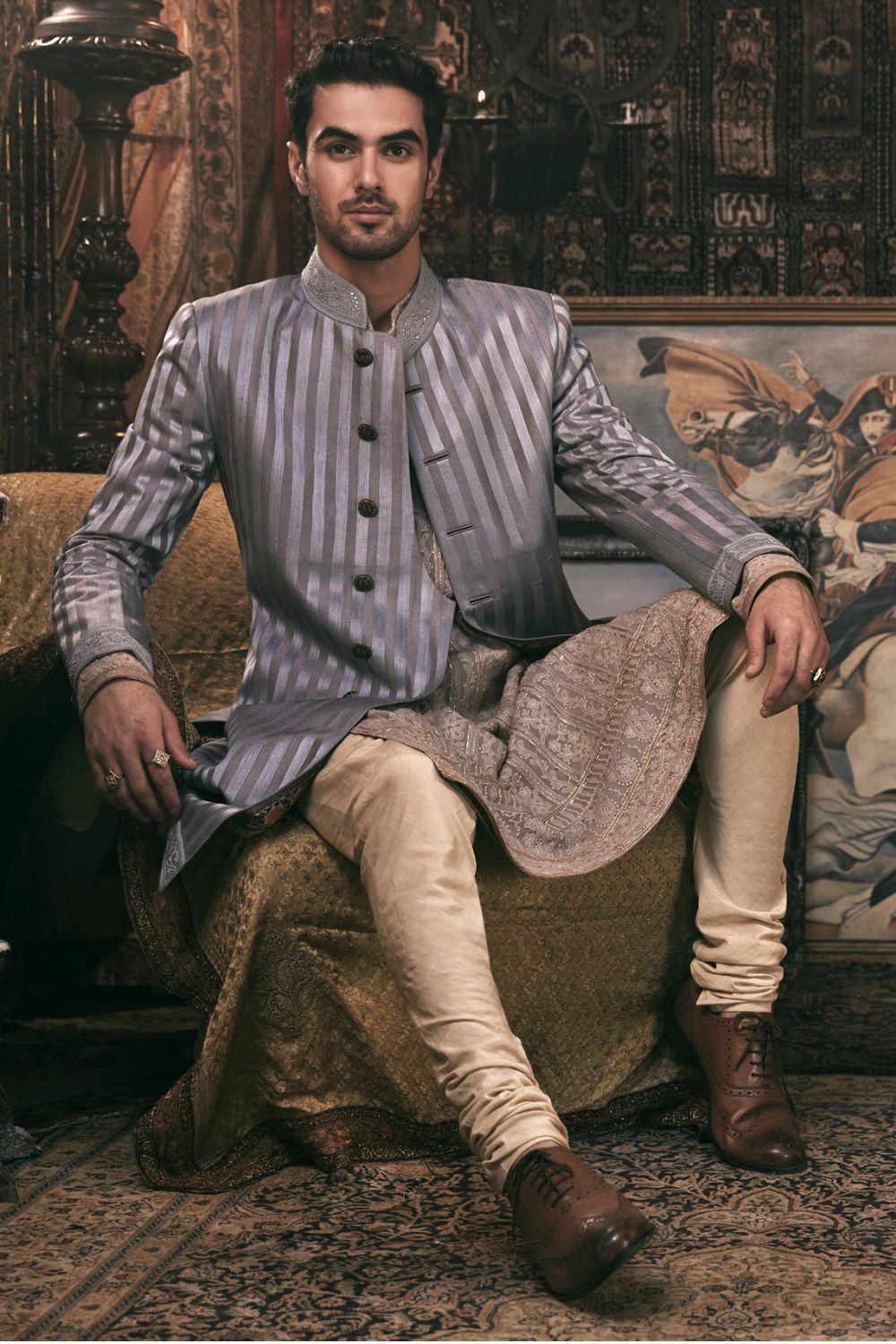 Dove Grey Sherwani set