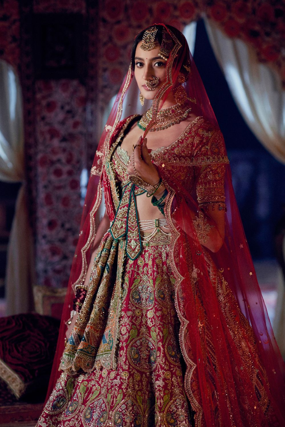 Pomegranate Hued Lehenga set