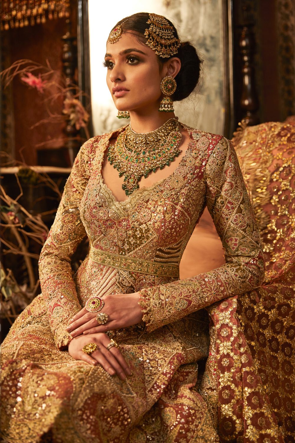 Cinnamon and flame-orange gharara Set