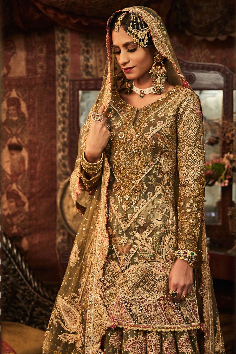 Forest green Sharara Set