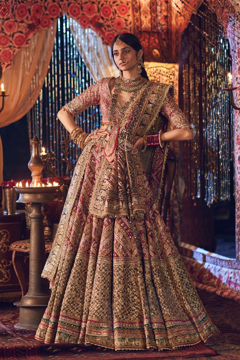 Pomegranate Pink Lehenga set