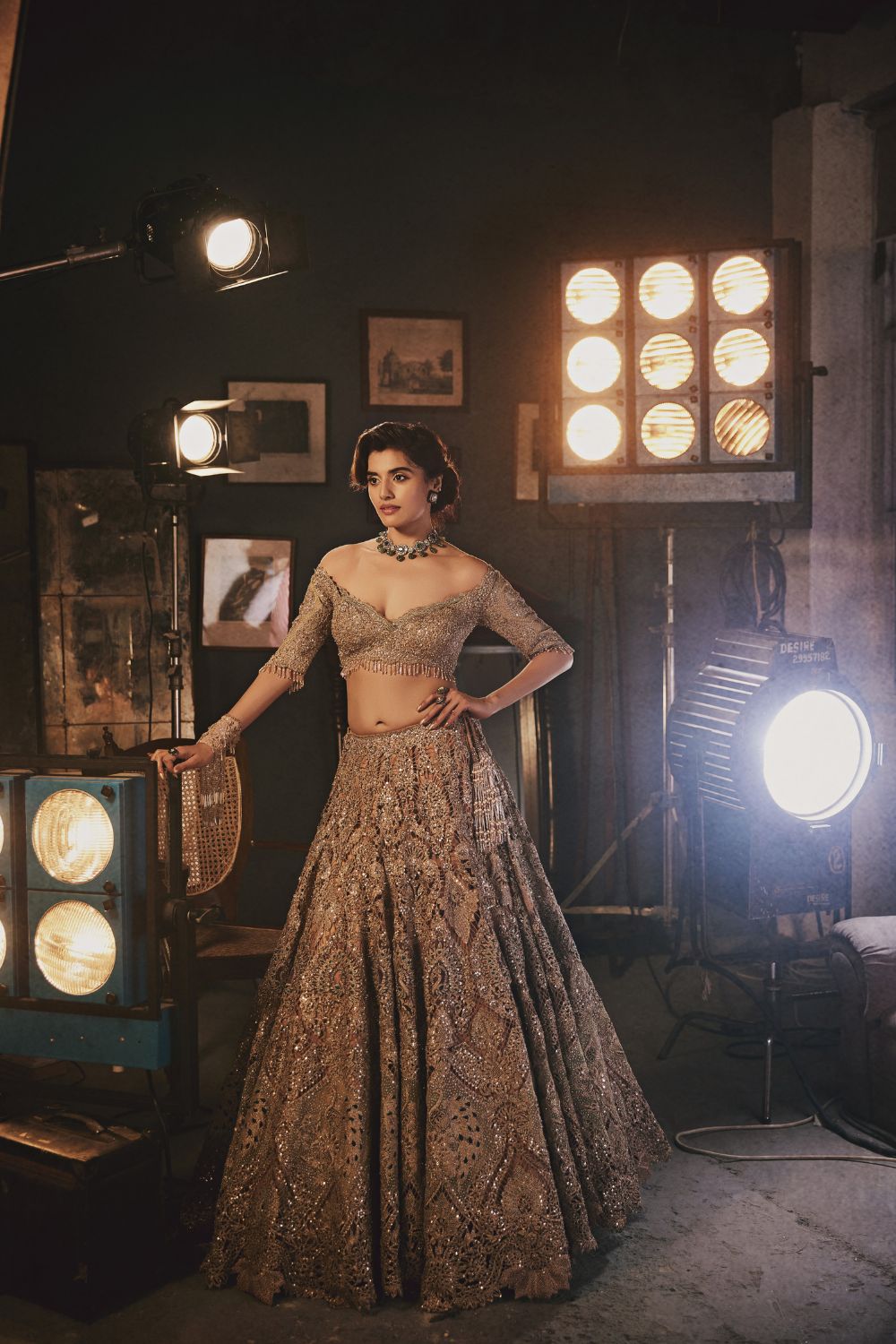 Burnished gold Lehenga Set