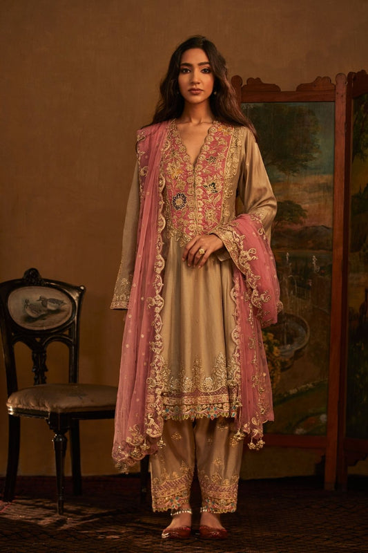 Beige Kalidar salwar set