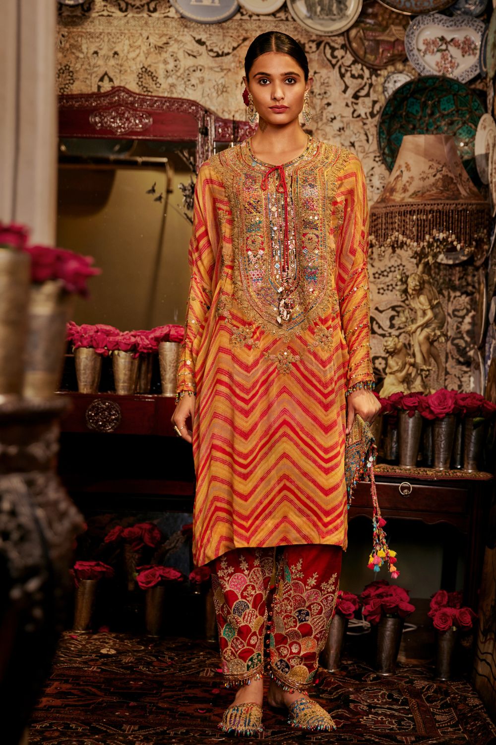 Mustard kaftan Set
