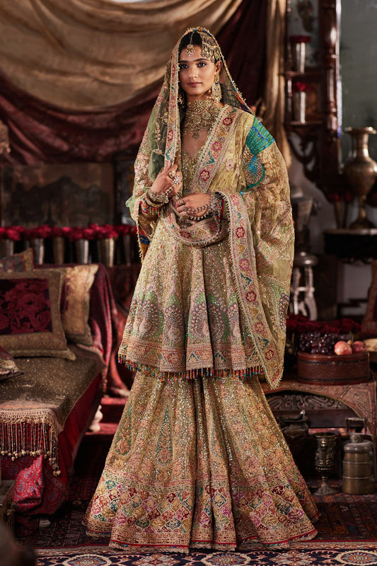 Chartreuse green Sharara set