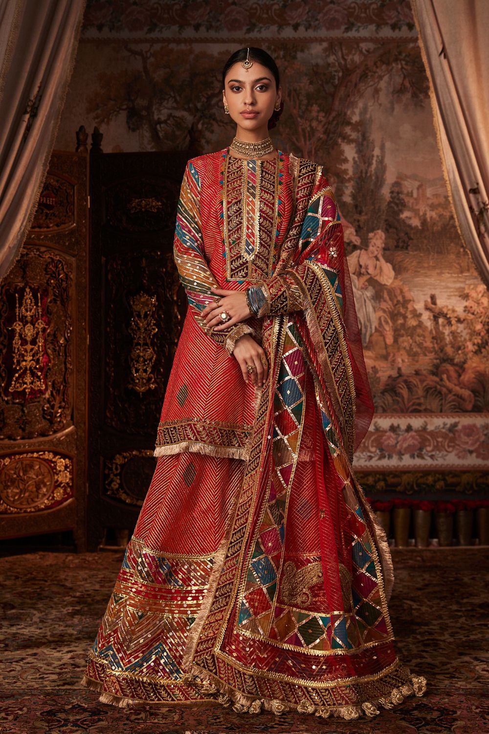 Red Sharara set