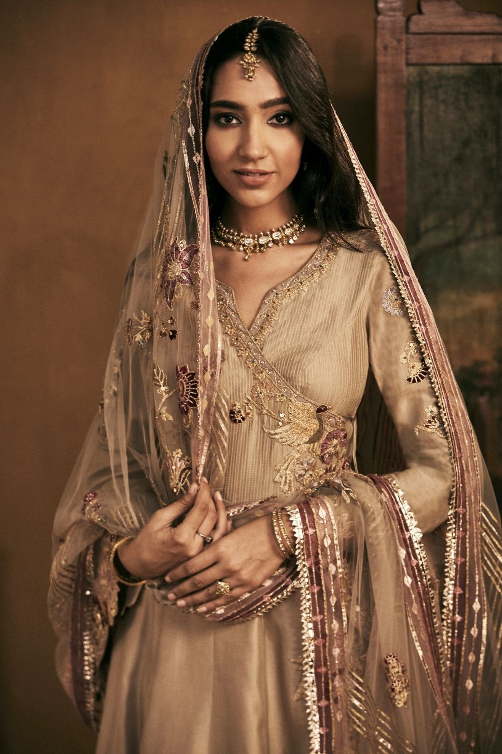 Beige Kalidar Sharara Set